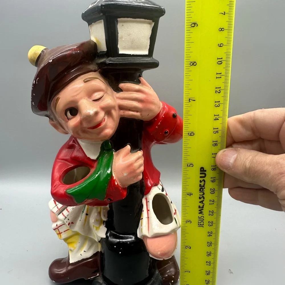 Vintage Charming Red and Green Ceramic Figurine Utensil holder